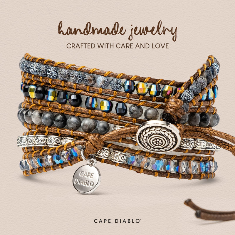 Cape Diablo Onyx Moonlight Smart Watch Strap - Genuine Energy Crystal Band - Boho, Black & Gold Beaded, Adjustable, Healing Chakra Stone Watch Bracelet - Apple Models 4, 5, 6, 7, 8, 9, SE - 38-45mm