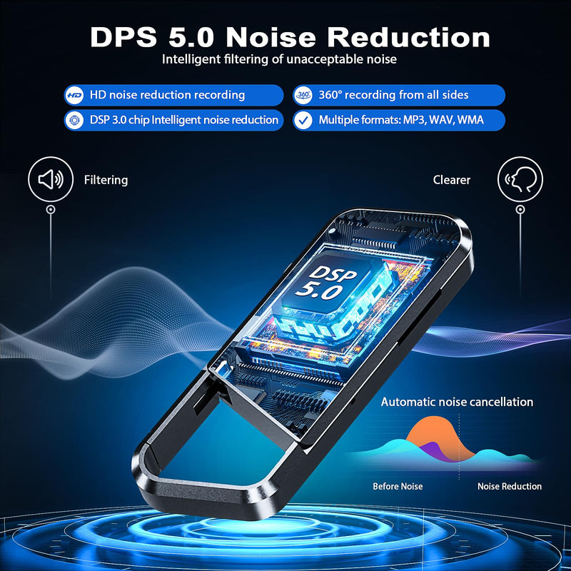 [AUSTRALIA] - 64GB Voice Activated Recorder - 6000H Recording Device with Noise Reduction DSP 5.0 Digital Vioce Recorder with Playback for Lecture & Meeting - Portable Audio Recorder 64GB 