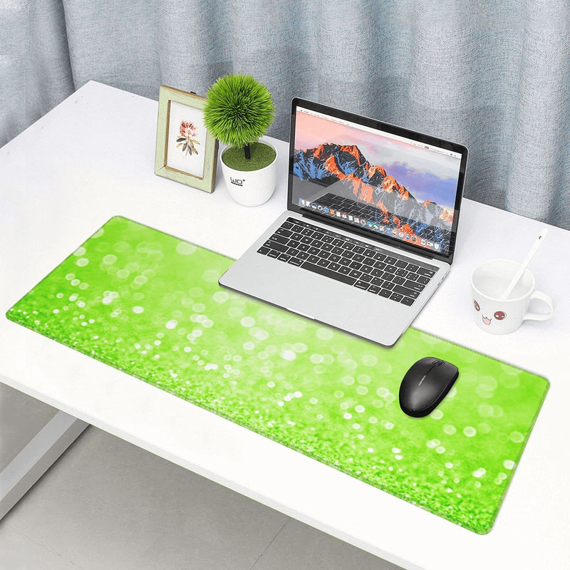 Lime Green Glitter Gaming Mouse Pad Large XL Long Extended Pads Desk Mat Big Mousepad for Home Office Decor Accessories Lime Green Glitter