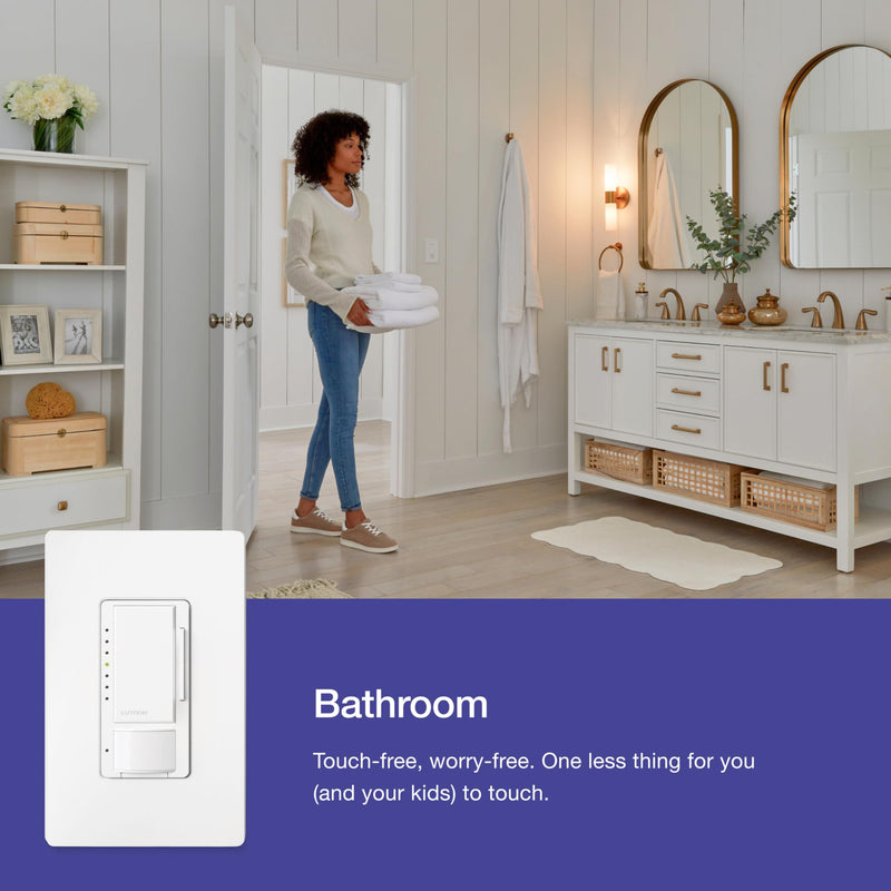 Lutron Maestro Motion Sensor Dimmer Switch for Bathroom, Garage, Laundry Room, and Closet, Occupancy and Vacancy Sensor, Single-Pole/Multi-Location, No Neutral Req, MSCL-OP153M-BL, Black 1 Pack