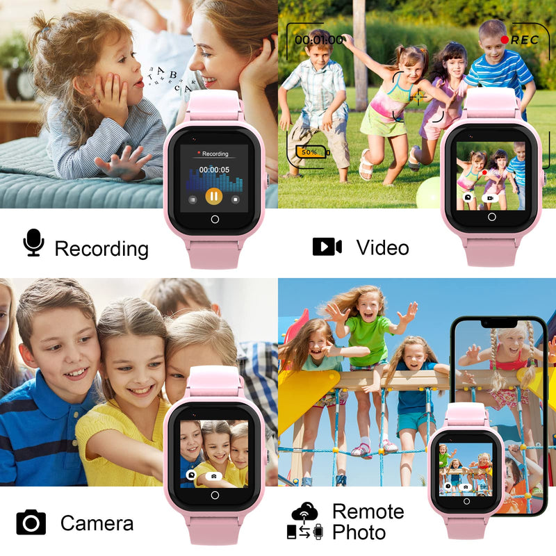 wonlex Kids Smart Watch with GPS Tracker and Calling, 4G Smartwatches Girls Boys with SIM Card SOS Camera Voice Video Call School Mode for Kids Children Aged 4-12 Birthday Gifts Pink
