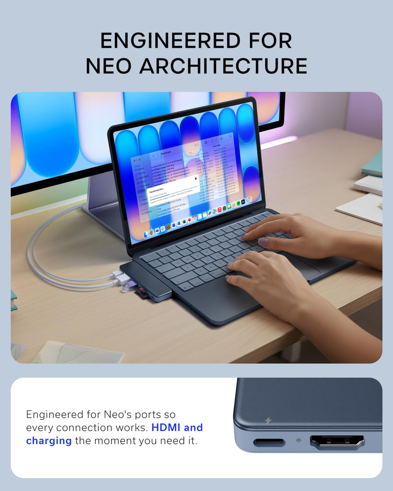 Satechi 6-in-2 USB-C Snap Hub, Slim EX Wireless Mouse for MacBook Neo - Indigo