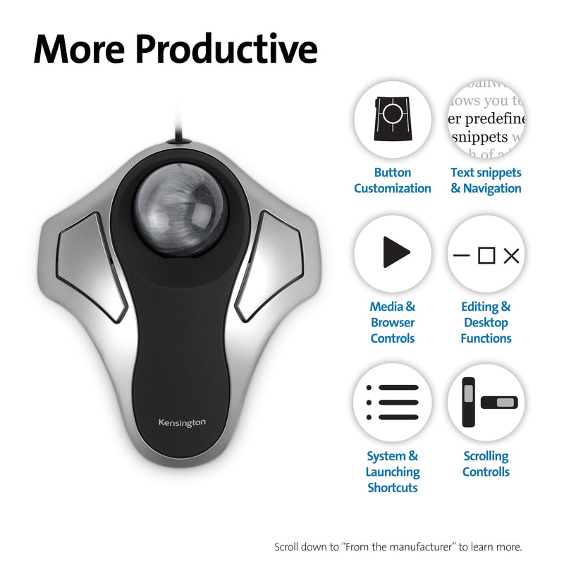 Kensington Orbit Trackball Mouse (K64327F), Silver/Black finger operated 1.0