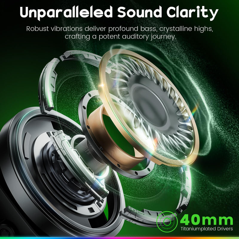 [AUSTRALIA] - WESEARY Wireless Gaming Headset 2.4GHz & Bluetooth 5.4 Gaming Headphones with ENC Mic, Ultra-Low Latency, Stereo Sound, Soft Earmuffs, Wireless Headsets for PS5, PS4, Switch, PC, Mac 