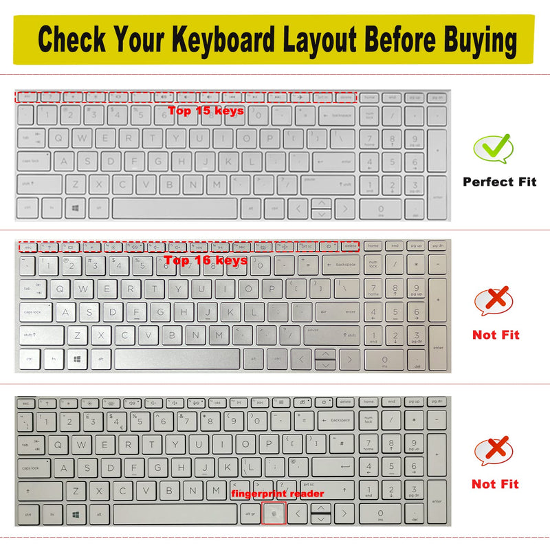 2PCS Keyboard Cover for HP Laptop 17-by 17-bs/ca, HP 17-by4633dx 17-by4065st by4011cy by1053dx by2053c by3053/3056cl by3613dx by0061st 17-bs011dx bs049dx bs021ds bs025cl bs049dx bs153cl 17-ca3035cl Ombre Pink+Clear