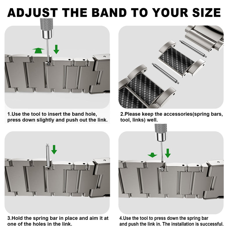 Titanium Band for Galaxy Watch Ultra 2/1 Band 47mm Men, Silver | Fit for Galaxy Watch Ultra 2/1 47mm Band, Carbon Fiber Titanium Metal Band Business Replacement Strap Carbon Fiber Silver