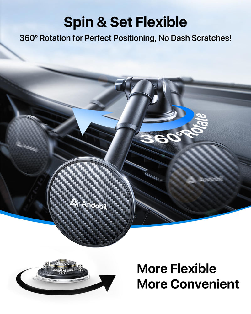 andobil for MagSafe Car Mount [85+LBS Strongest Suction & 2026 Military-Grade N55] Retractable Magnetic Phone Holder for Car Dashboard Windshield Vent, Car Phone Holder for iPhone 17 Pro Max 16 15 14 Dash & Windshield