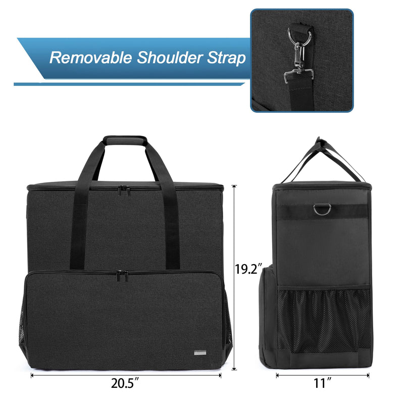 CURMIO PC Carrying Case, Desktop Travel Bag for Full Computer Tower, Black | Computer Desktop Tower Case with Shoulder Straps Fit ATX/M-ATX Motherboards, Keyboard, Mouse, Cables & Earphones