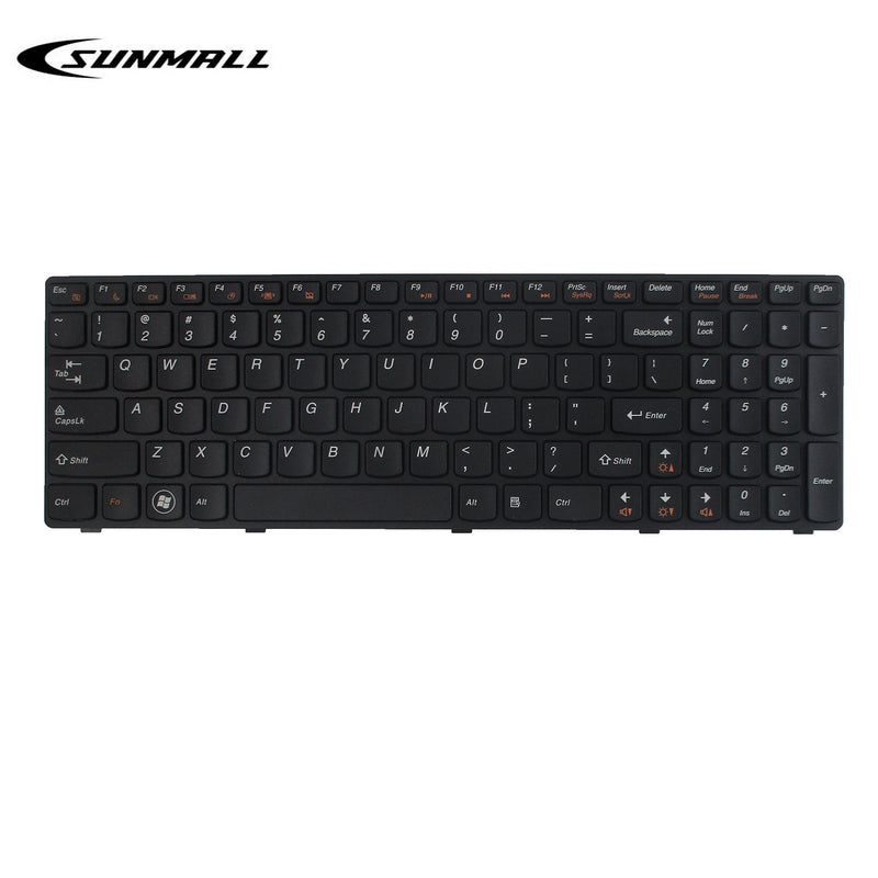 SUNMALL New Keyboard Replacement with Frame for IBM LenovoIdeapad G570 Z560 Z560A Z560G G575 G780 G770 Z565 Series Laptop/Notebook Black US Layout