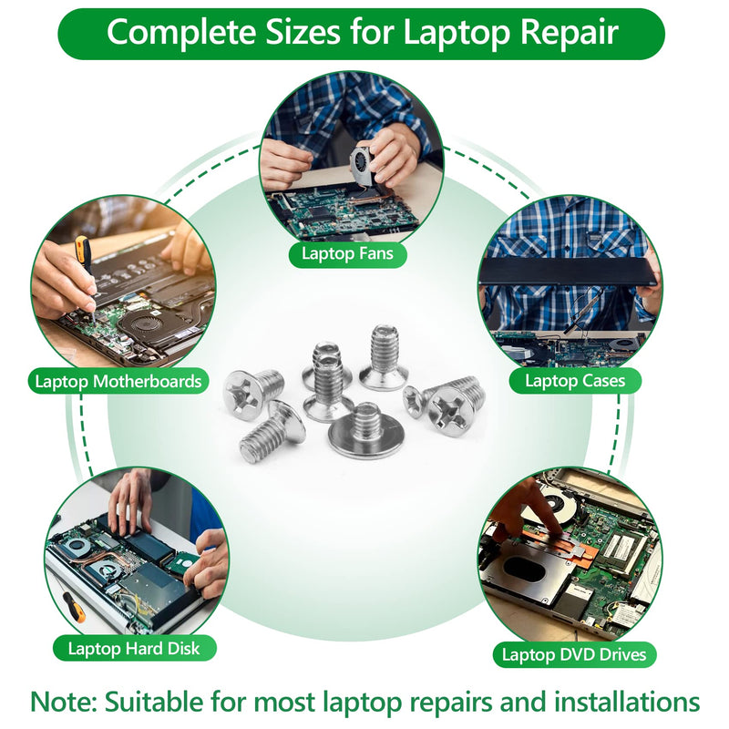 633pcs Laptop Screws,M.2 NVMe SSD Mounting Screw Kit, M2 M2.5 M3 and 304 Stainless Steel Flat Washers Set 580 Pieces