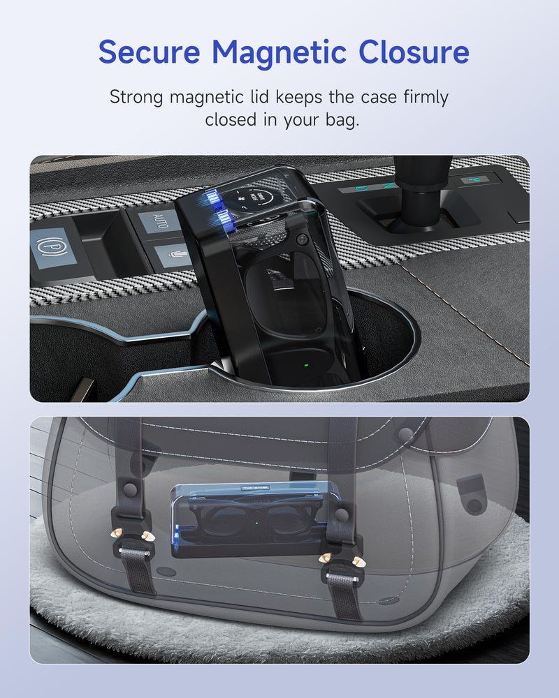 Magnetic Charging Case for Ray-Ban Meta Gen 1 & 2, 3000mAh Power Bank | Fits Gen 1 & 2 Wayfarer, Headliner, Skyler | Gen 2 Blayzer/Scriber Optics | Oakley Meta HSTN | Up to 10 Recharges for Travel