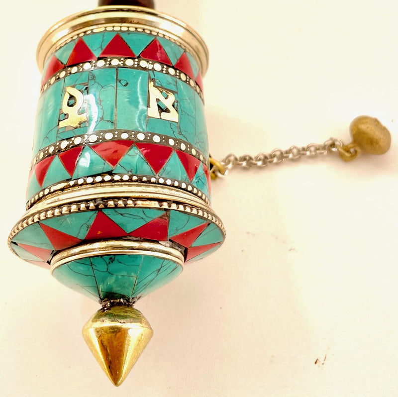 Himalayan Craft Tibetan Buddhist Prayer Wheel Hand Carved Copper Relaxation Meditation Yoga Handheld Spinner Wheel Set Om Mani Padme Hum Mantra Inside - Handmade In Nepal