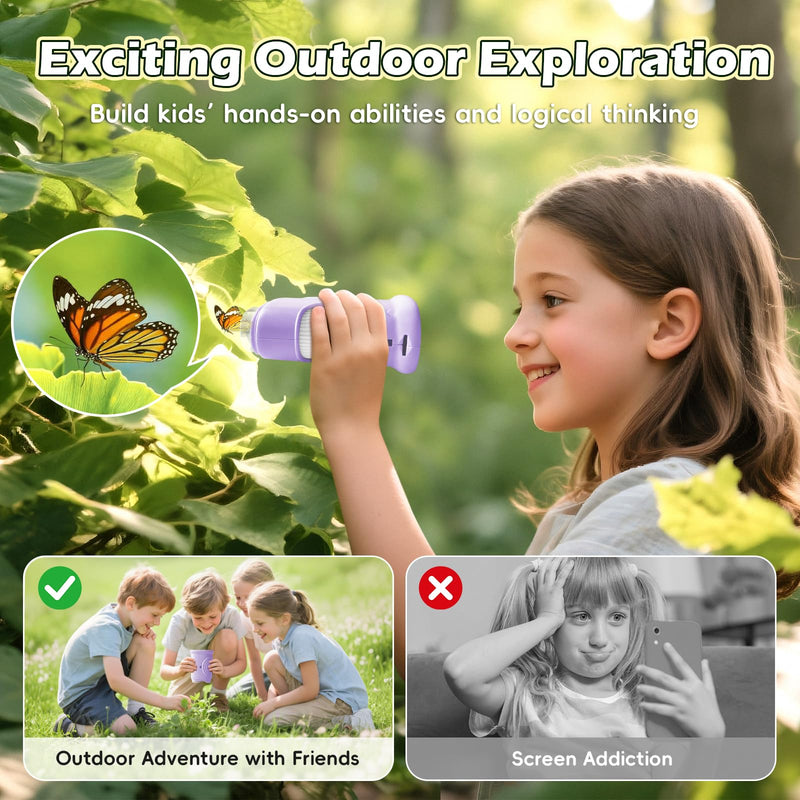 [AUSTRALIA] - Alotwan Kids Digital Microscope 1000X Zoom, Mini Pocket Handheld Microscope with Camera/Video/Telescope Function, Portable Outdoor Travel Toys for Boys Girls 3-8 Years STEM Gifts, 8GB SD Card Included Purple 