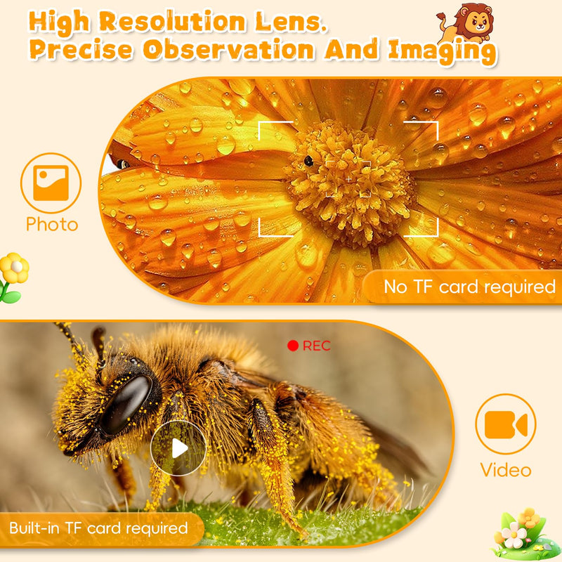 [AUSTRALIA] - Microscope for Kids, Ahalfcit 1000X Handheld Digital Microscope with 2” HD IPS Screen, Portable Mini Camera for Exploring Nature, Science Educational Toy, Birthday Gift for 3-12 Years Old Boys Girls Orange 