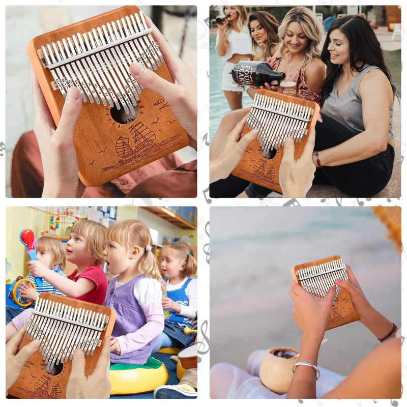 [AUSTRALIA] - Finger Piano Kalimba 21 Keys, Calimba, Kalimba 21 Key with Tuning Hammer and Instructions, Sail Away Thumb Piano for Adults and Beginners(Brown) Brown 
