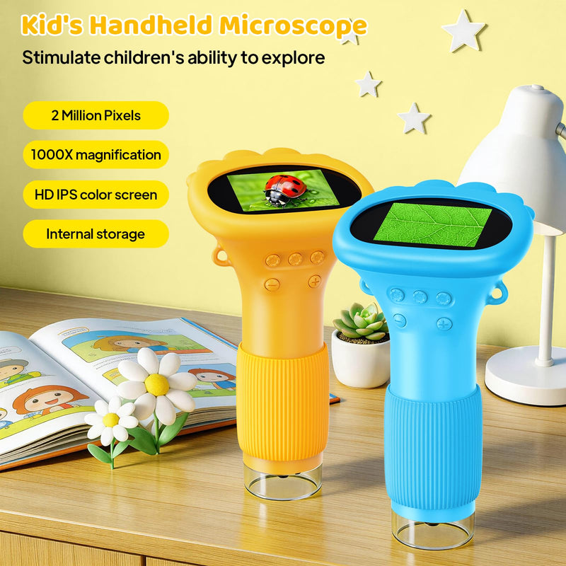 Kids Microscope - Ashfly 1000X Portable Microscope for Kids, Photo & Video Miniscope Pocket Microscope Gifts, 2'' Digital Screen 2026 for Boys Girls Age 3-12 Orange