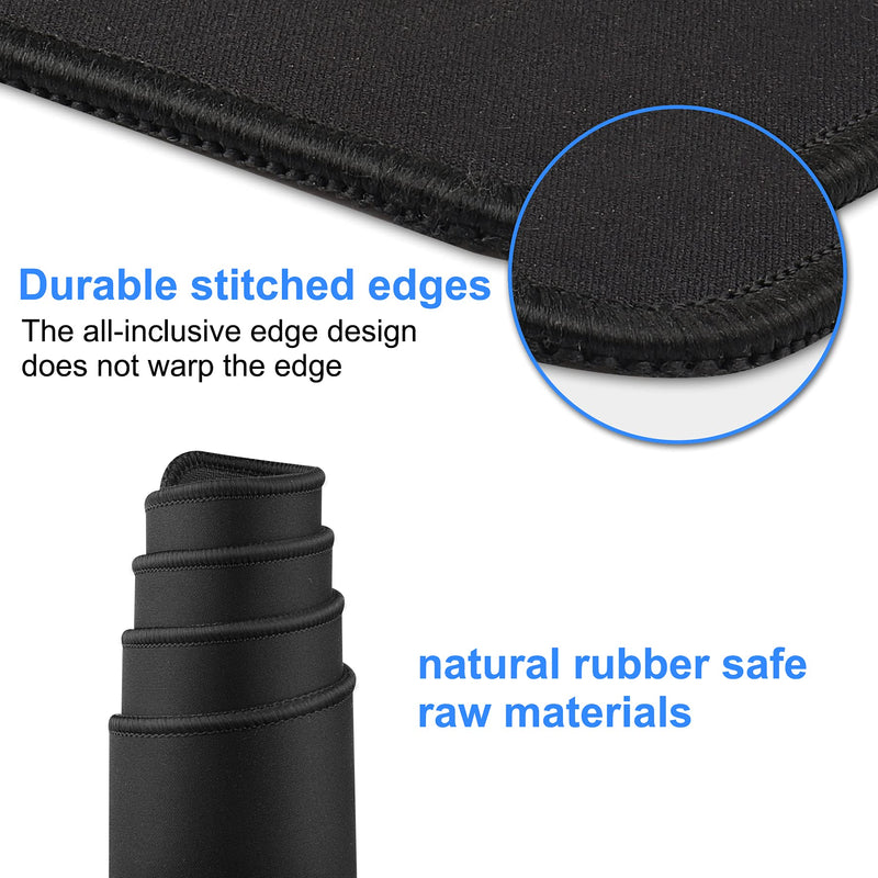 Gaming Mouse Pad,Hosimoln Large Mouse Pad Size 27.5x11.8 Thickness 0.12 inches,Premium-Textured Non-Slip & Waterproof Computer Mousepad with Stitched Edges for Gaming, Office & Home-70x30 Black 70x30 Black