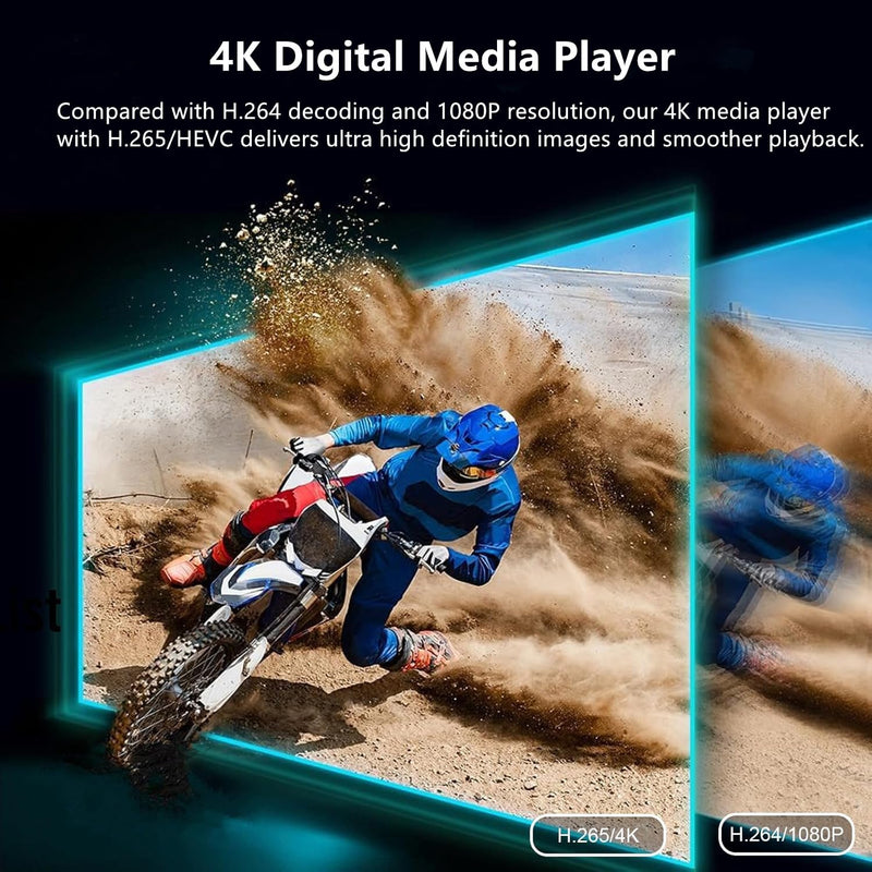 [AUSTRALIA] - 4K HD Digital Media Player, TV MP4 Video Player for USB Drive/Micro SD Card, Digital Signage, Auto Playback, H.265/HEVC, Optical/HDMI/AV Output, Grey 