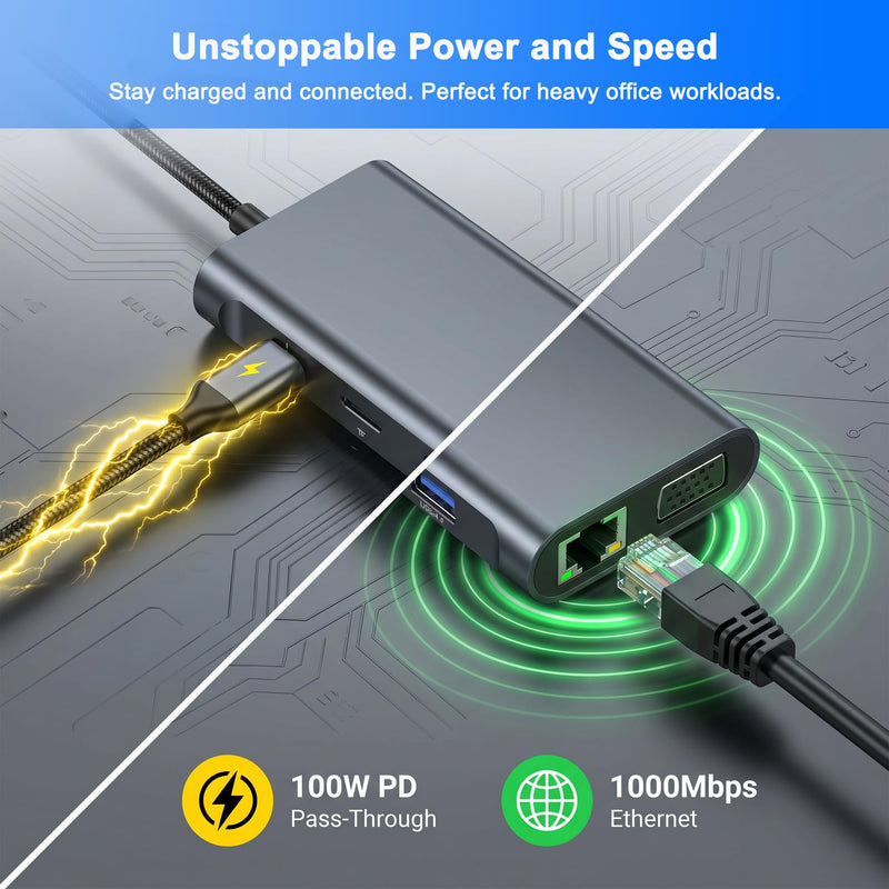 USB C Dock with M.2 NVMe SSD Enclosure, 10Gbps M.2 NVMe SSD Docking Station, USB C Hub with SSD Slot, Laptop Docking Station with 4K HDMI/PD100W/USB 3.2 Gen2/VGA/Gigabit LAN/SD/TF Card Reader