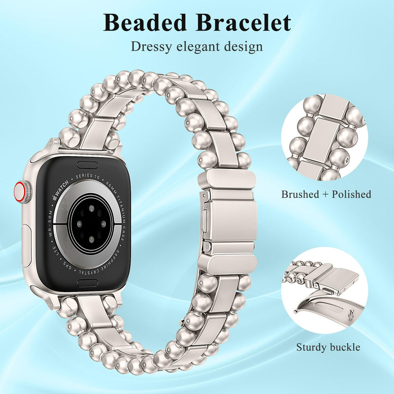 TOYOUTHS Dressy Bracelet Compatible with Apple Watch Bands 42/41/40/38mm Women, Celtic Stainless Steel Metal Fancy Nice Pretty Strap for iWatch Series 11 10 9 8 7 6 5 4 SE 3 2 1, Starlight