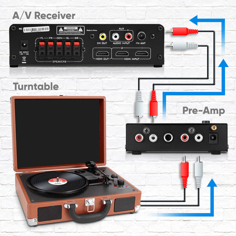 Pyle PP777 Phono Turntable Preamp Mini Electronic Audio Stereo Phonograph Preamplifier Input, RCA Output & Low Noise Operation Powered by 12 Volt DC Adapter Upgraded Model