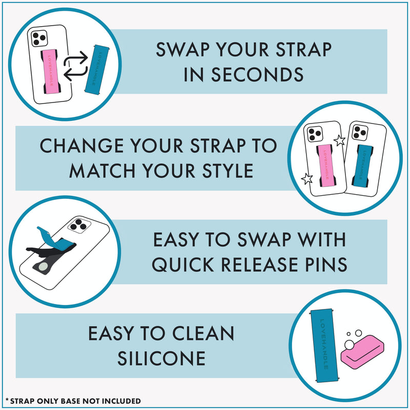 LOVEHANDLE Swappable Phone Grip Strap (Strap Only Base Sold Separately) Swappable Strap for LOVEHANDLE PRO, PRO MagSafe & PRO Wallet Pack of 3 - Hippie Dippy Daisy Strap Bundle