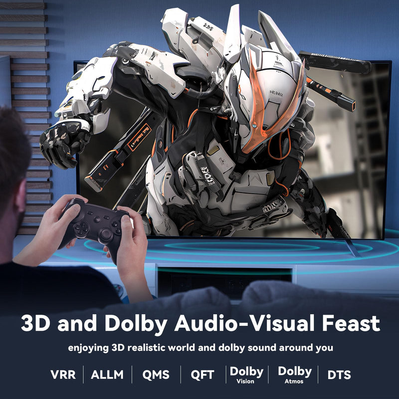 8K HDMI 2.1 Cable 75ft, Long Fiber Optic HDMI Cable, Ultra High Speed Thin HDMI Cord, 48Gbps, 8K@60Hz 4K@120Hz, Dynamic HDR, Dolby, HDCP 2.2&2.3, 3D, for HDTV Monitor Game Laptop Home Theatre 75ft/22.5m Black
