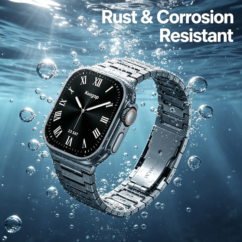 Titanium Apple Watch Band for Men Compatible with Apple Watch Ultra 3/2/1 49mm,iWatch Series 11/10/9/8/7/6/5/4/SE/3/2/1 (46/45/44/42mm),Lightweight Waterproof and Scratch Resistant Metal Strap Titanium