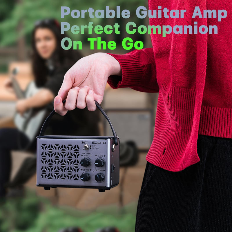 Caline Portable Guitar Amp,10w Mini Guitar Amplifier,Distortion,Clean Practice Amps for Electric Guitar,Rechargeable Guitar Amp with Aux,Buletooth