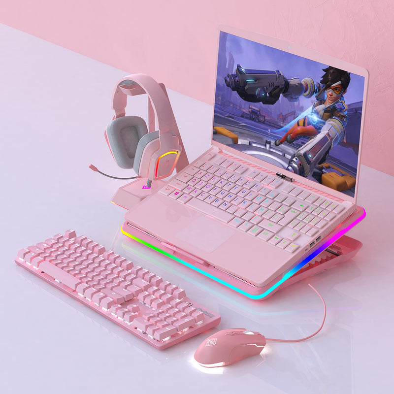 Lomiluskr AJ52 Gaming Mouse Wired, 7 Programmable Buttons, Computer Mice with RGB LED Backlit, 200-4800 DPI Adjustable,for Windows/Mac OS/Linux (Pink) Pink