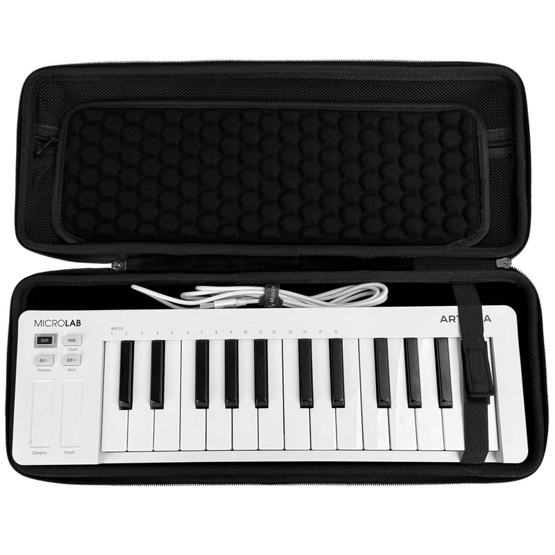 MIDI Controller Case, Compatible with Ableton Move and Arturia MicroLab MK3, Built-in Mesh Pocket and Cable Compartment, Fixed Design, Ideal for Travel and Live Performance
