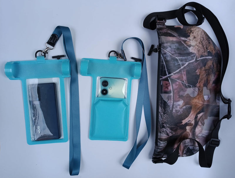 Waterproof Phone Pouch, Waterproof Phone Case ， IPX8 Waterproof， Airtight Zipper Seal ，for Fishing Boating Swimming Drifting