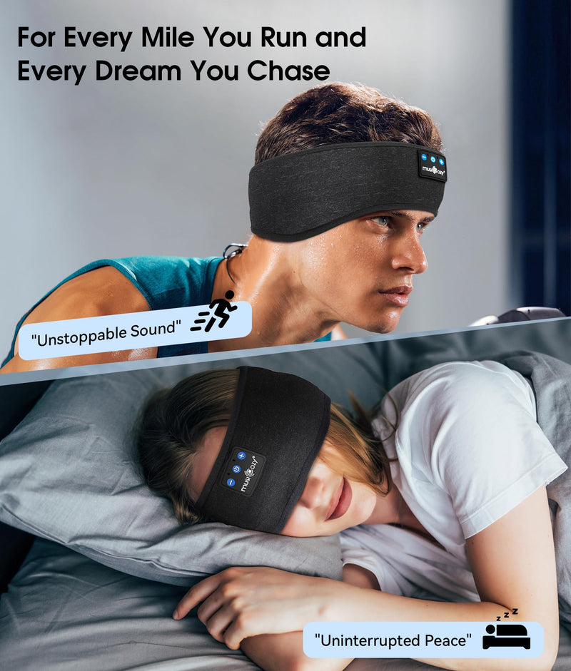 MUSICOZY Sleep Headphones Bluetooth Headband, Sleep Mask with Bluetooth Sleep Headphones, Sports Sleeping Headphones Sleep Earbuds with Ultra-Thin HD Stereo Speakers for Travel Workout, 2 Packs