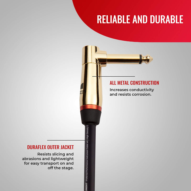 Monster Prolink Rock Instrument Cable - 8 in Right Angle to Right Angle for Electric Guitar - 95% Copper Braided Shielded
