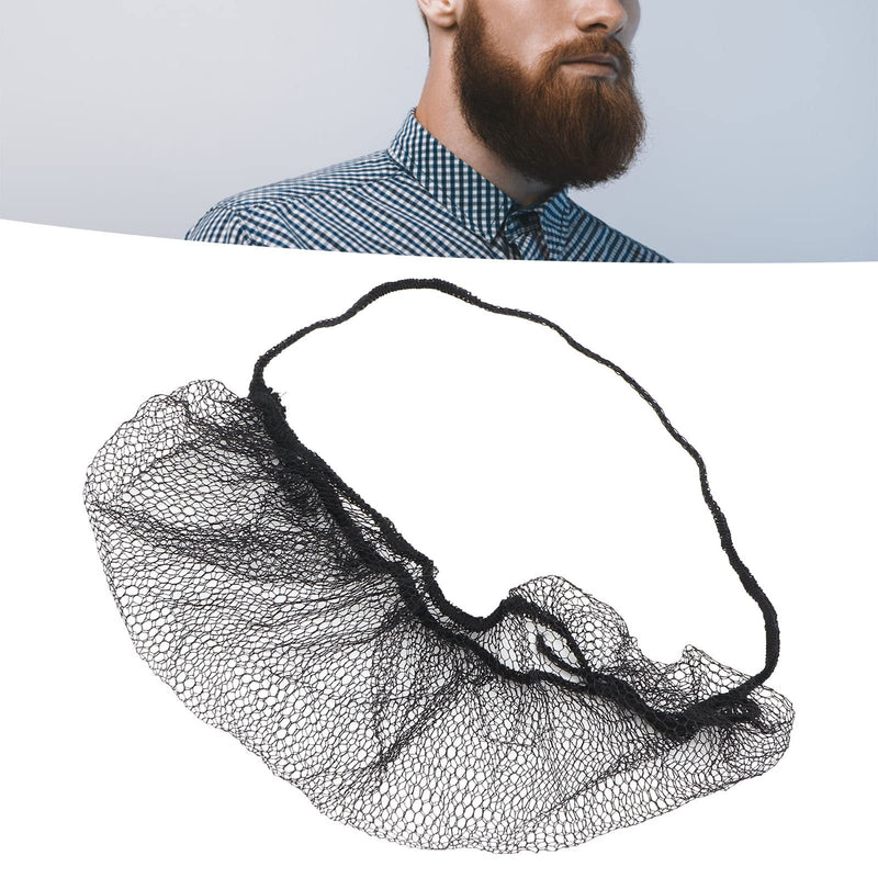 YUYTE Beard Protection Nets, Pack of 100 Nylon Beard Nets, Beard Protection, Disposable Nylon, Elastic, Breathable, Latex-Free, Beard Protection Nets (Black) Black