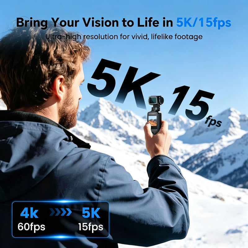 5K Vlogging Camera, Portable Live Streaming Camera, 270 Rotating Video Camera with 1.33 Inch CMOS, Anti-Shake, Suitable for Video Blogging, Daily Recording & Live Broadcast