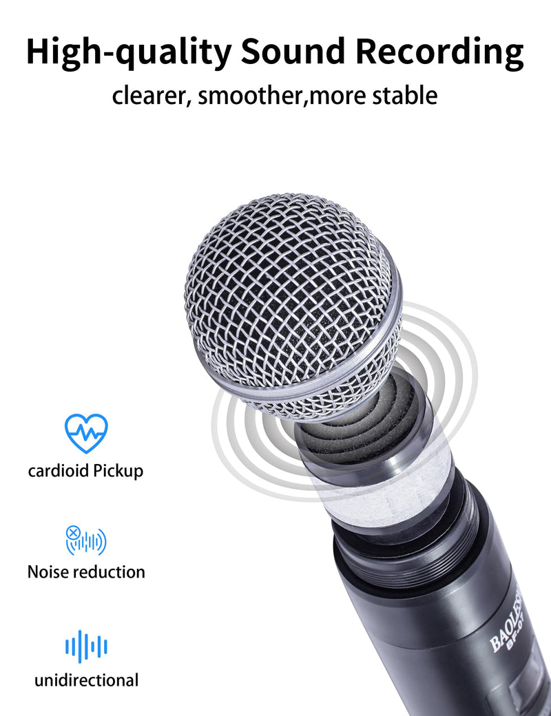 [AUSTRALIA] - Dual Wireless Microphones Karaoke for Singing, Cordless Dynamic Microphone System for Long-Distance Use, with Rechargeable UHF Receiver, Perfect for Karaoke, Church, Speech, Wedding, Party 