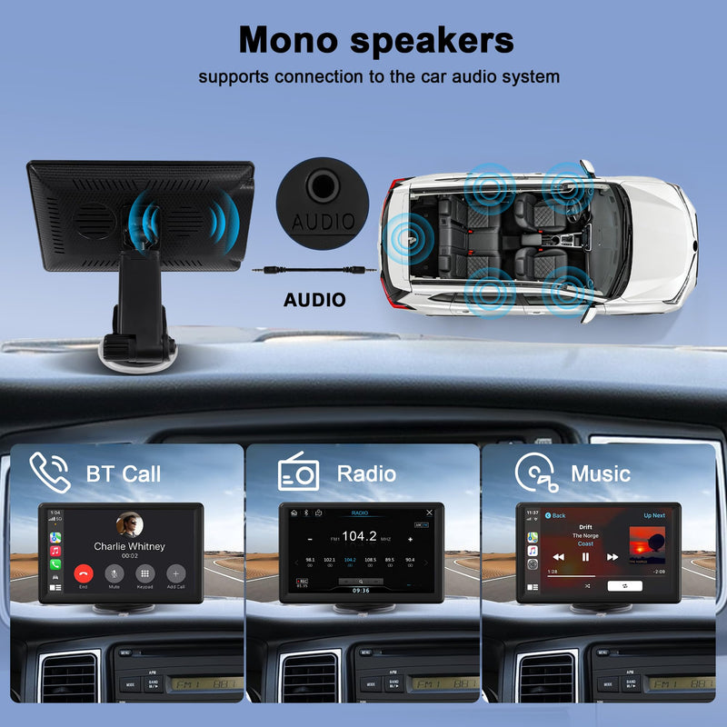 7" Car Radio Stereo with Wireless Carplay & Android Auto: Double Din Car Audio Support FM/MP3/Bluetooth/USB/Aux Input For All 1G