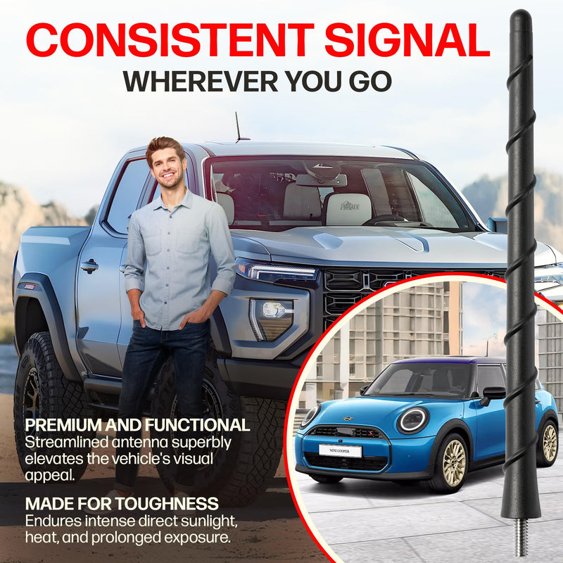 [AUSTRALIA] - Antenna fits Ford F-350 | F450 (2017-2026) 8 Inch Short Rubber Antenna - USA Threading - Carwash Proof - Internal Copper Coil 