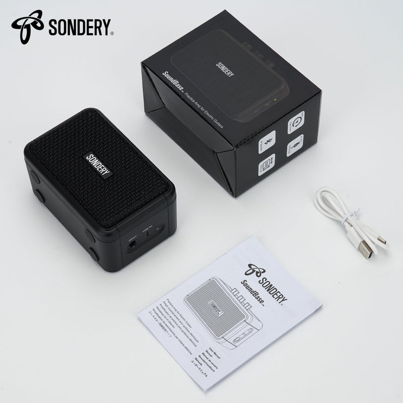 Sondery Mini Guitar Amp for Electric Guitars 5W Two Speakers Rechargeable Portable Pratice Small Amplifier with Overdrive/Clean Effects and Bluetooth Black