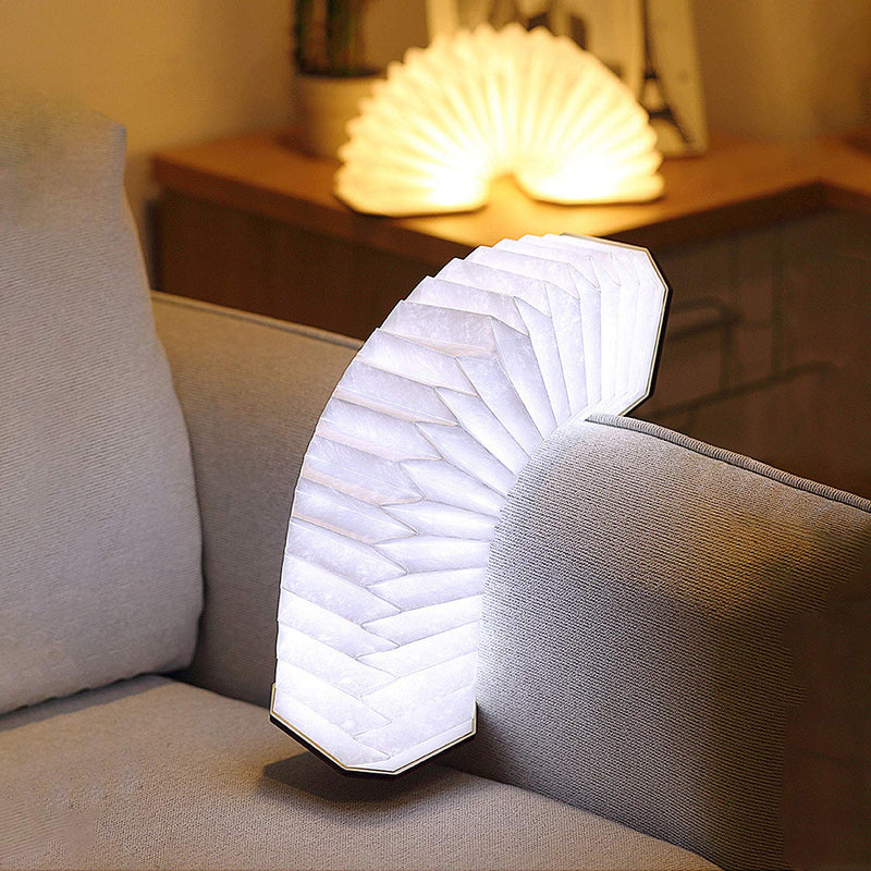 LED Hanging Folding Lantern, Wood & Paper Lamp, Organ Book Light for Office, Decoration, Gift, USB Rechargeable