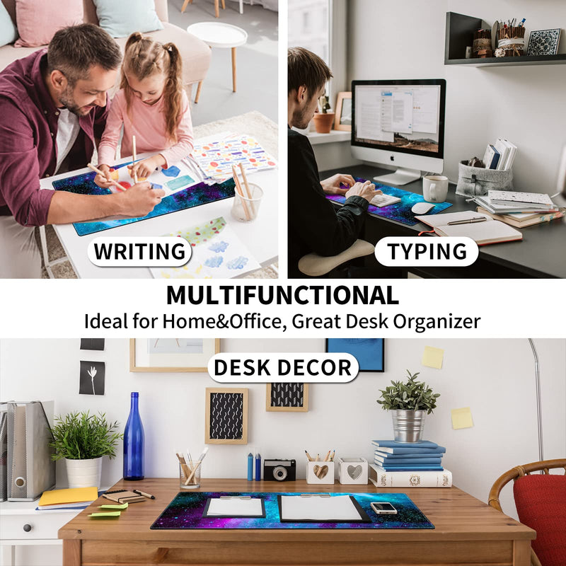 Pretty Mouse Pad and Gel Wrist Rest Set, Extended Desk Mat (31.5" x 11.8") with Memory Foam Ergonomic Keyboard Pad, Large Gaming Mouse Pad Non-Slip Easy Typing for Home Office, Milky Way Galaxy Stars XL-31.5"x11.8"x0.12"