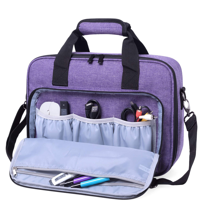 Luxja Projector Case, Projector Bag with Accessories Storage Pockets (Compatible with Most Major Projectors), Medium(13.75 x 10.5 x 4.5 Inches), Purple