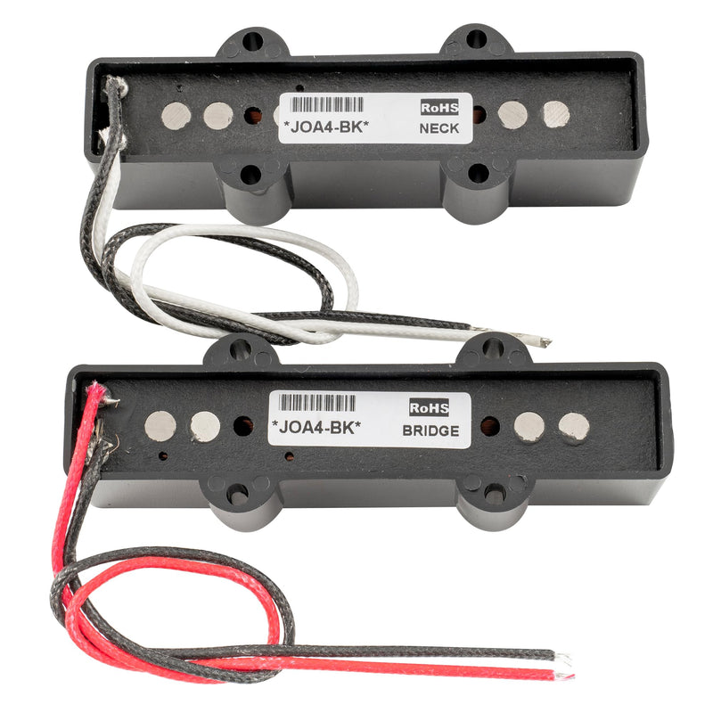 Artec JOA4 Alnico 5 Vintage Tone Jazz Bass Pickups Neck Bridge Pickups Set for 4 String J-Bass Electric Bass, Black Black Set