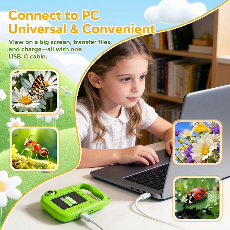 [AUSTRALIA] - Microscope for Kids, 1000X Handheld Digital Microscope with 2.4" IPS Screen, USB-C Rechargeable, Photos & Videos, Built-in Games & Songs, 32GB Card, Kids Microscope Gift for Boys Girls Ages 5-12 