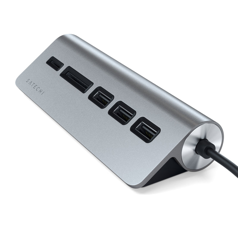 Satechi USB-C Combo Hub for Desktop - USB-A 3.0 Data Ports & Micro/SD Card Readers - Compatible with Apple Studio Display, 2021 iMac M1, 2019/2017 iMac, 2020 MacBook Pro/ Air M1(Space Gray) Space Gray