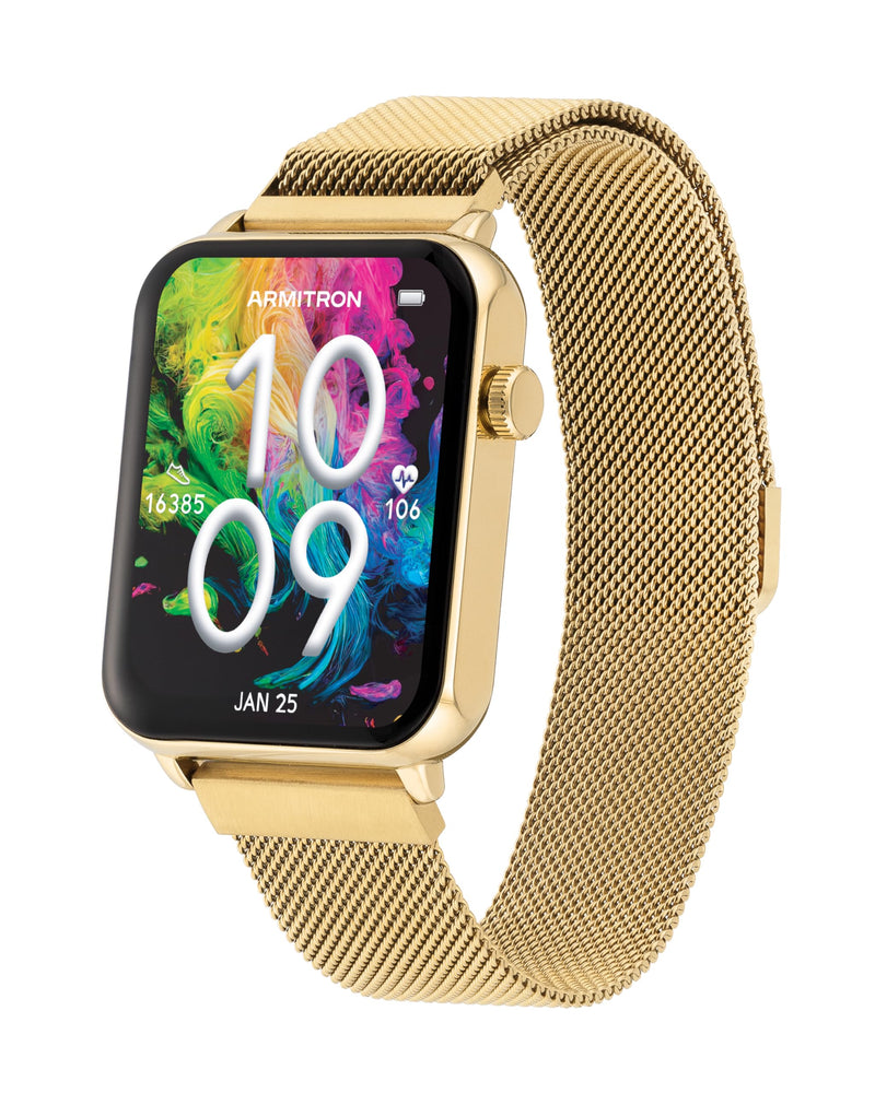 Armitron Connect Matrix Smartwatch, Health and Fitness Tracker, Sport Modes, Water Resistant and More Gold