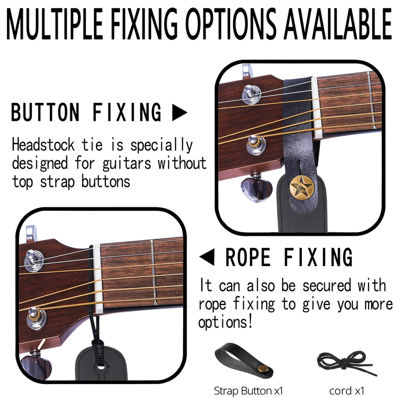 Guitar Strap,Vintage Woven Cotton Guitar Straps With Genuine Leather Ends for Bass,Electric & Acoustic Guitars Includes Strap Button,Strap Locks And Guitar Picks