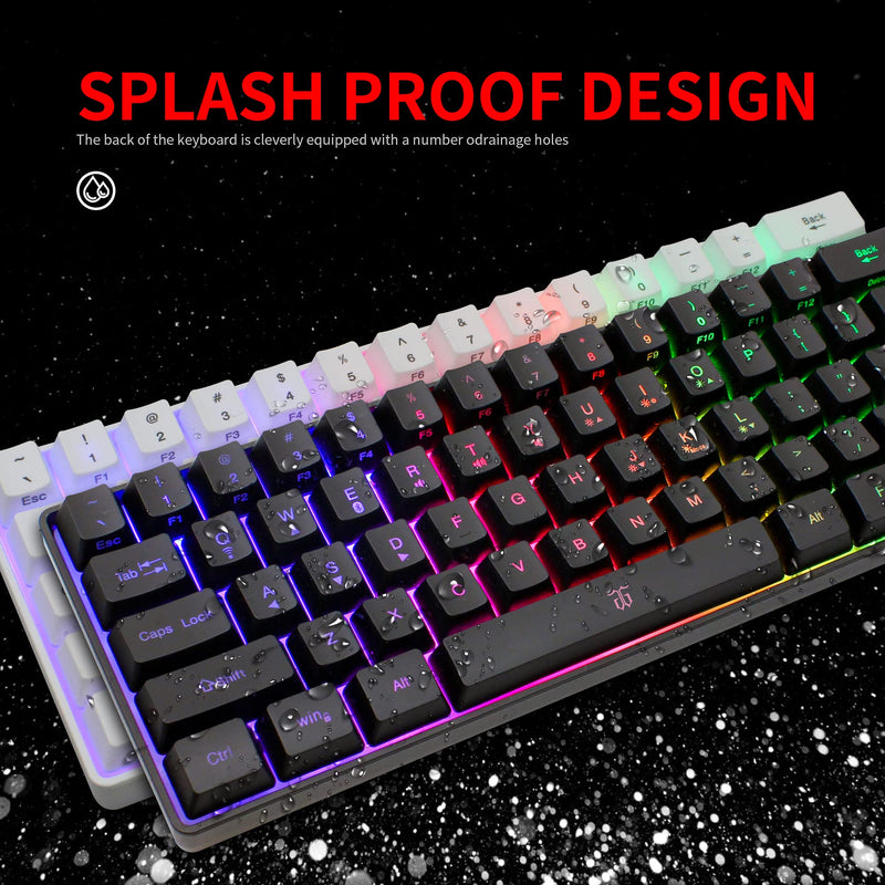 Snpurdiri 60% Wireless Gaming Keyboard,2200mAh Mini 61 Keys Mechanical Feeling Keyboard with Bluetooth 5.1&2.4G Wireless Dual Modes,Support Charging,Suitable for PC/Tablet/Smartphone Gamer,Black Black