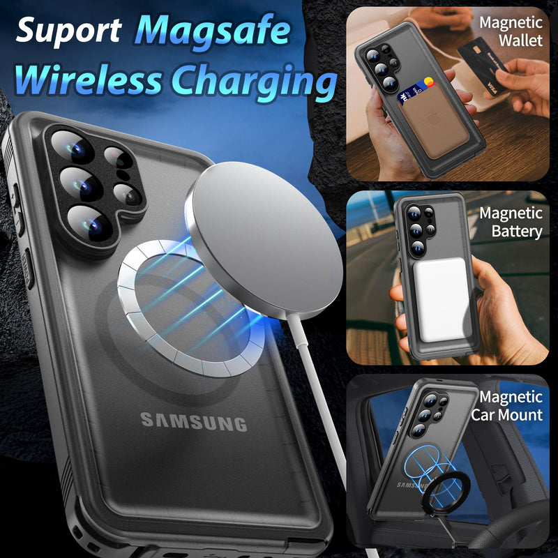 SPORTLINK for Samsung Galaxy S26 Ultra Waterproof Case, Mag/Black, 6.9" | Military-Grade Heavy-Duty 360° Full-Body Protection with Built-in Screen & Camera Protectors, Dustproof, Shockproof